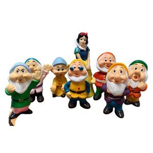 Vintage Colorful Vinyl  Disney Snow White & Seven Dwarfs with Cheerful Expressio